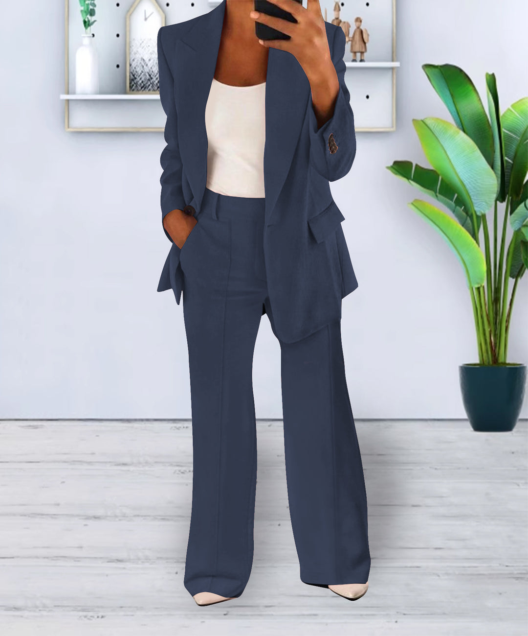 Ensemble Deux Pièces Femme – Blazer Décontracté et Pantalon Droit