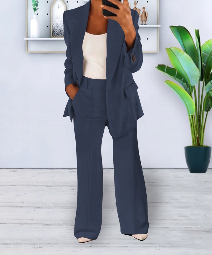 Ensemble Deux Pièces Femme – Blazer Décontracté et Pantalon Droit