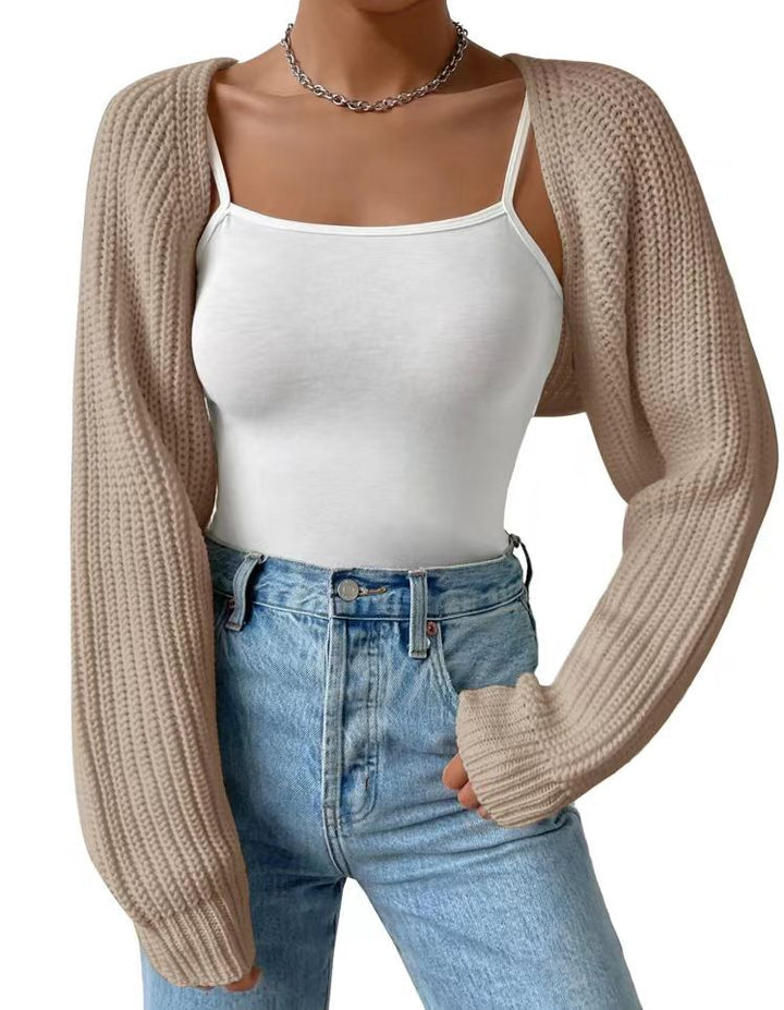 Damen-Pullover aus Wollmischung – Kurze Passform, Ballonärmel