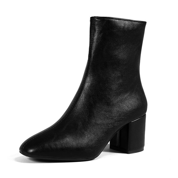 Bottes à Talons Femme – Tige Basse à Talon Large et Bout Carré