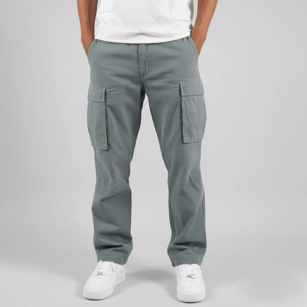 Pantalon Cargo Homme – Coupe Ample, Taille Cordon, Multi-poches