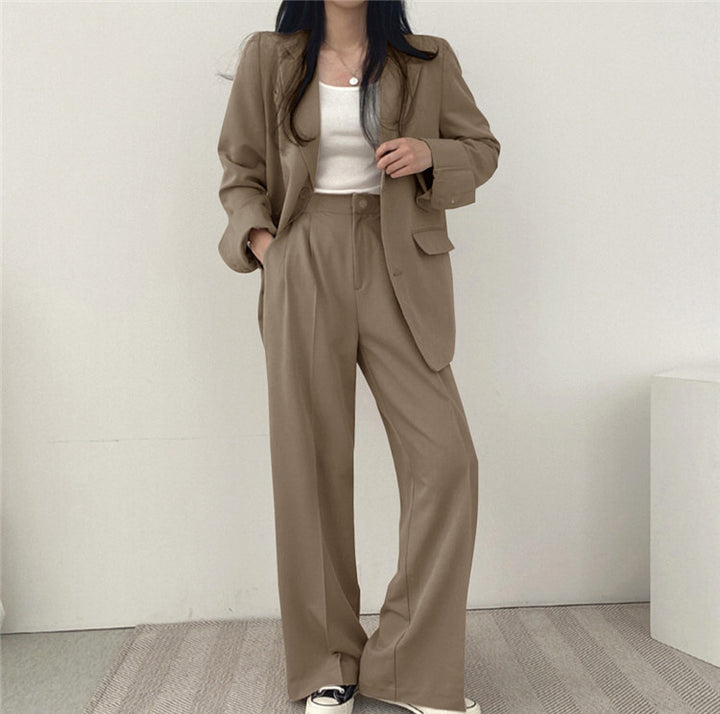 Lässiger Damenanzug – zweiteiliges Set im koreanischen Stil