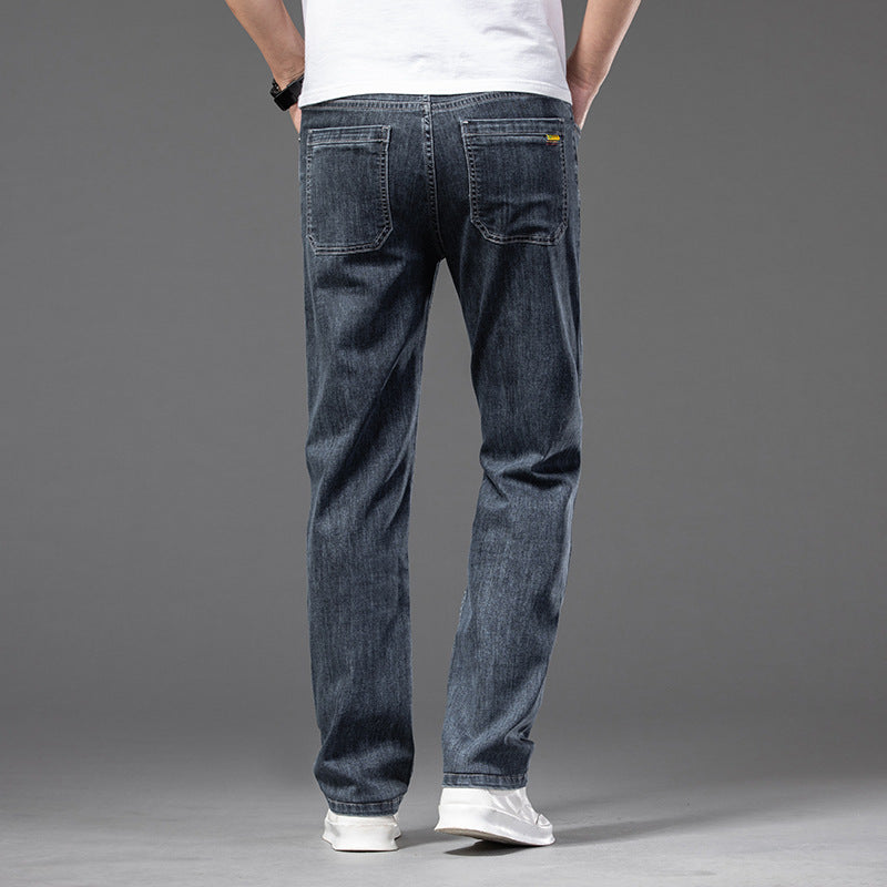 Gerade Herrenjeans aus Denim – Teilweise elastische Taille und Stretch