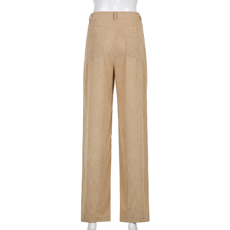 Pantalon Large Femme Côtelé – Coupe Ample Tissu Drape