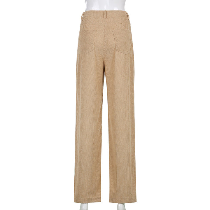 Pantalon Large Femme Côtelé – Coupe Ample Tissu Drape