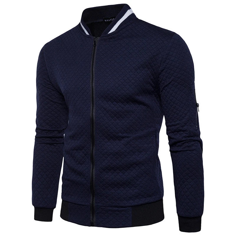 Herrenstrickjacke mit strukturierter Strickoptik – strukturierter Reißverschluss‑Verschluss