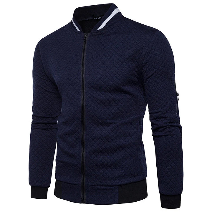 Herrenstrickjacke mit strukturierter Strickoptik – strukturierter Reißverschluss‑Verschluss