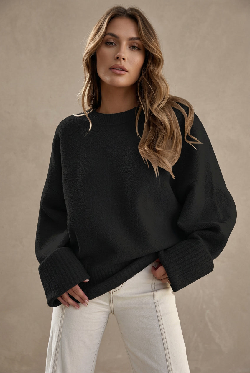 Pull Femme Maille Douce – Manches Chauve-souris Décontractées