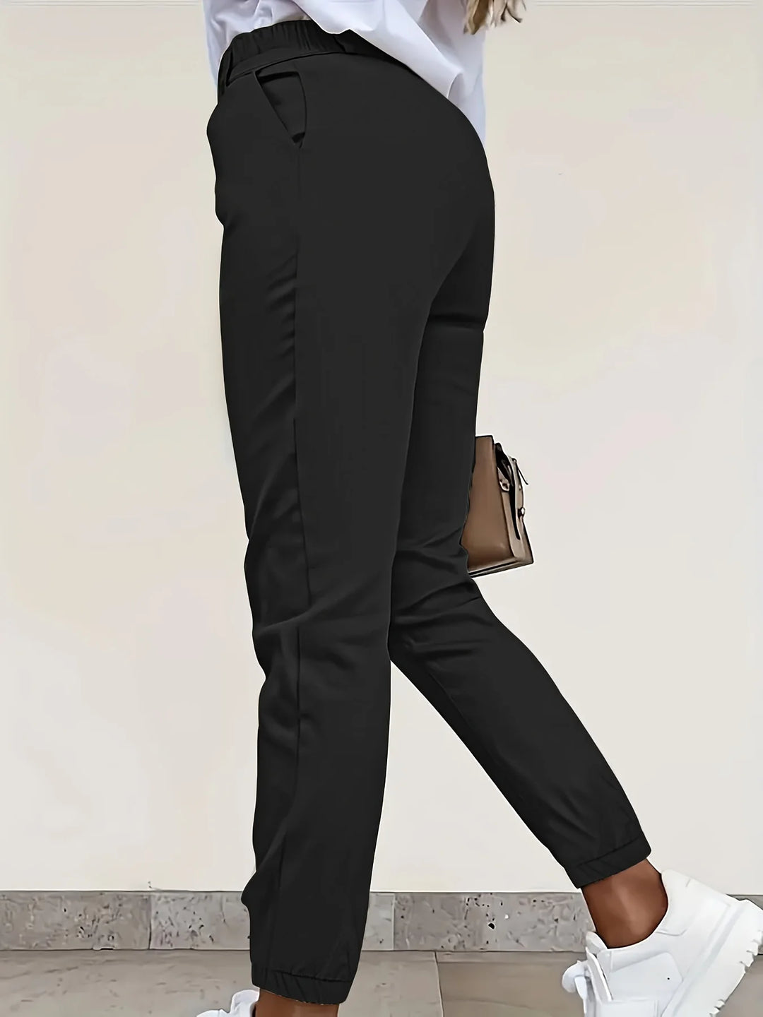 Damesbroek met hoge taille en slim fit – Vijfzakkenmodel van ribfluweel