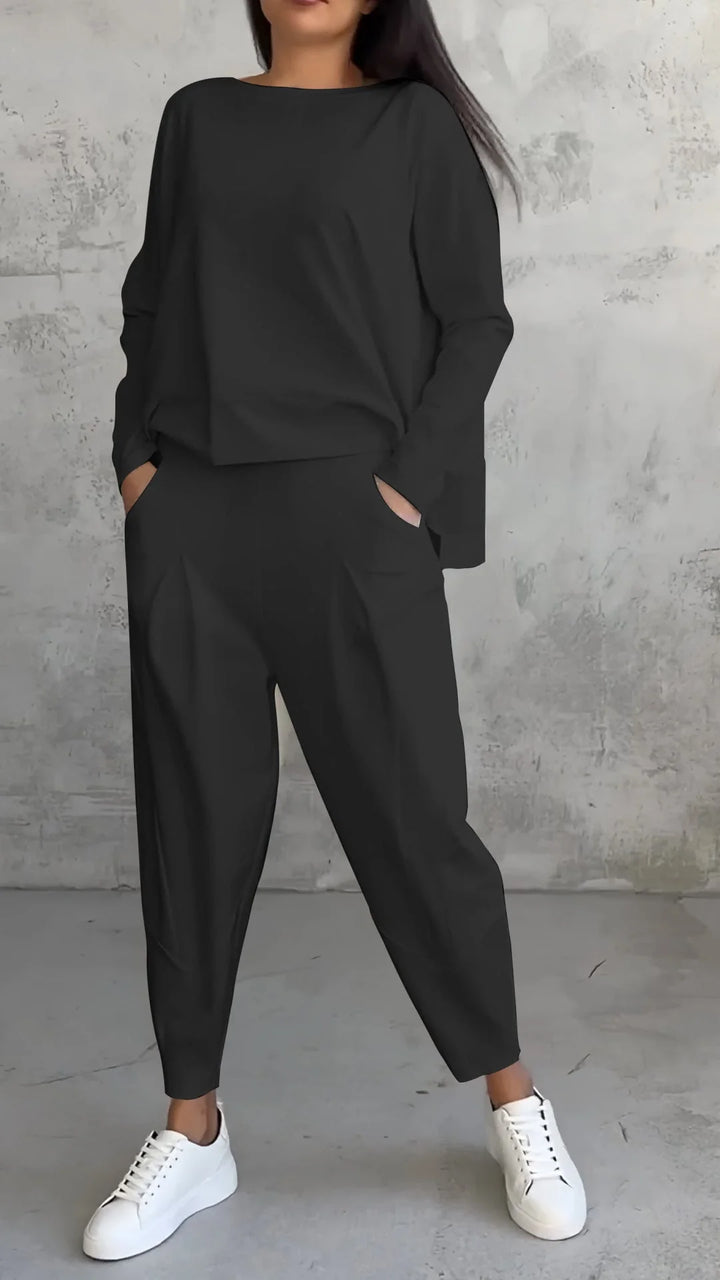 Ensemble Deux Pièces Femme – Haut Manches Longues &amp; Pantalon Fuselé