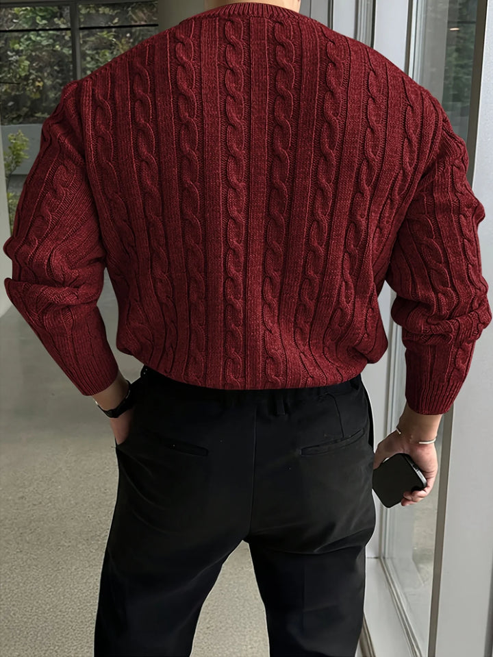 Herren-Rollkragenpullover – Grobstrick mit Strukturmuster