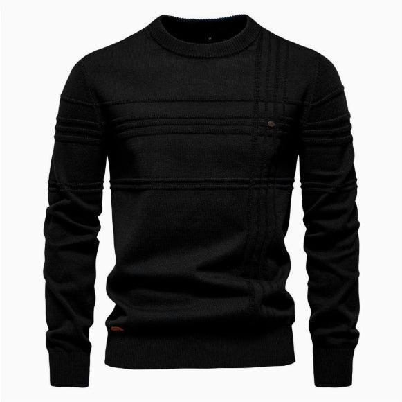 Herren-Pullover aus Baumwolle mit Rundhalsausschnitt – Zeitlose, figurbetonte Passform