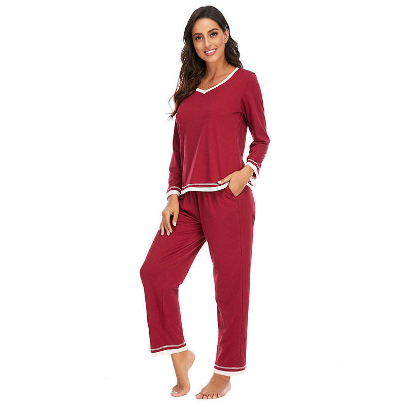 Damen-Baumwollpyjama – Zweiteiliges Set mit langen Ärmeln