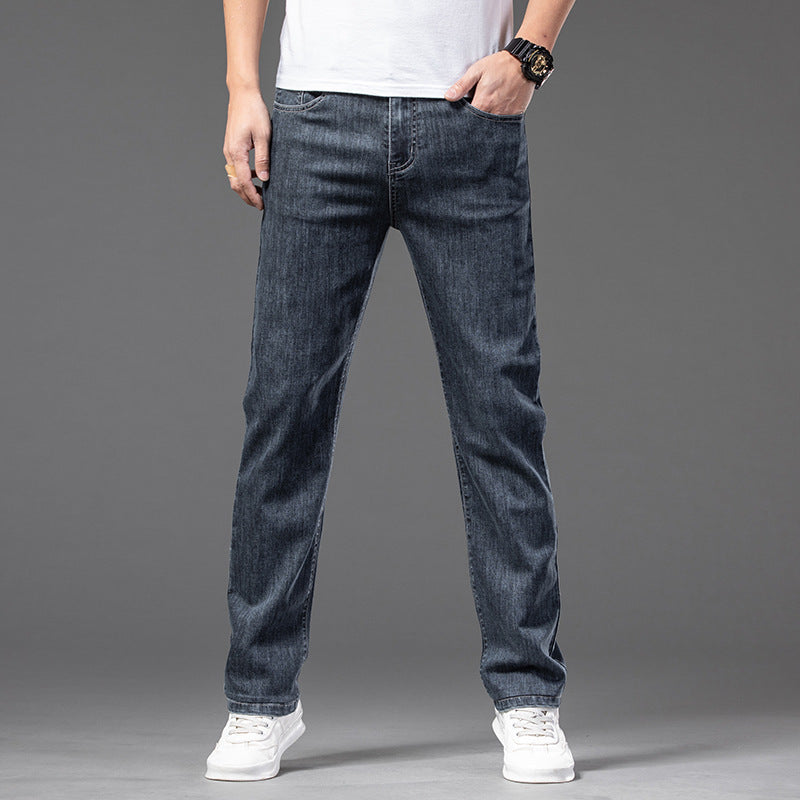 Gerade Herrenjeans aus Denim – Teilweise elastische Taille und Stretch