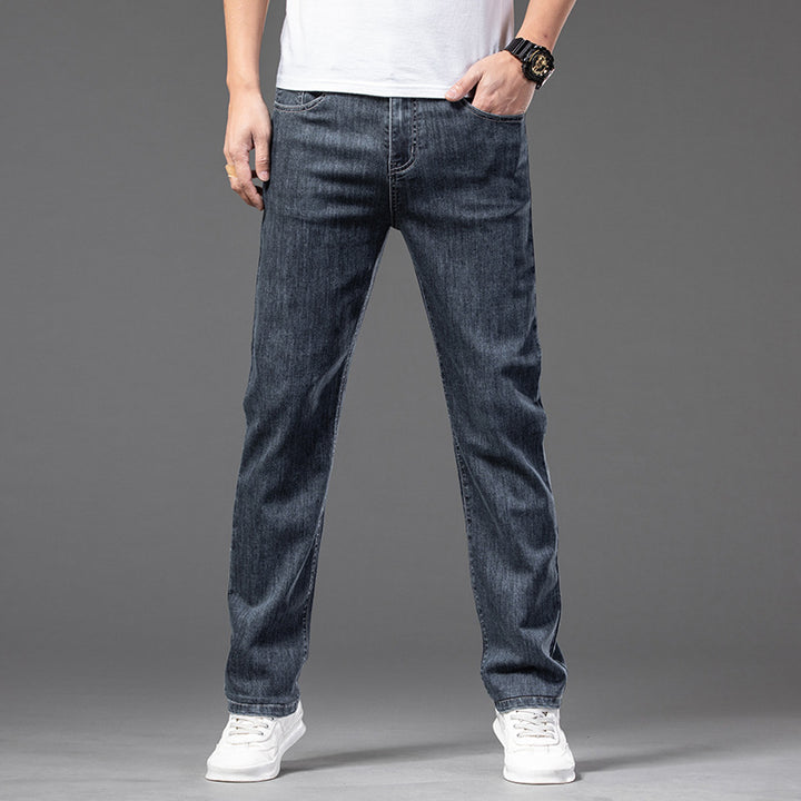 Gerade Herrenjeans aus Denim – Teilweise elastische Taille und Stretch
