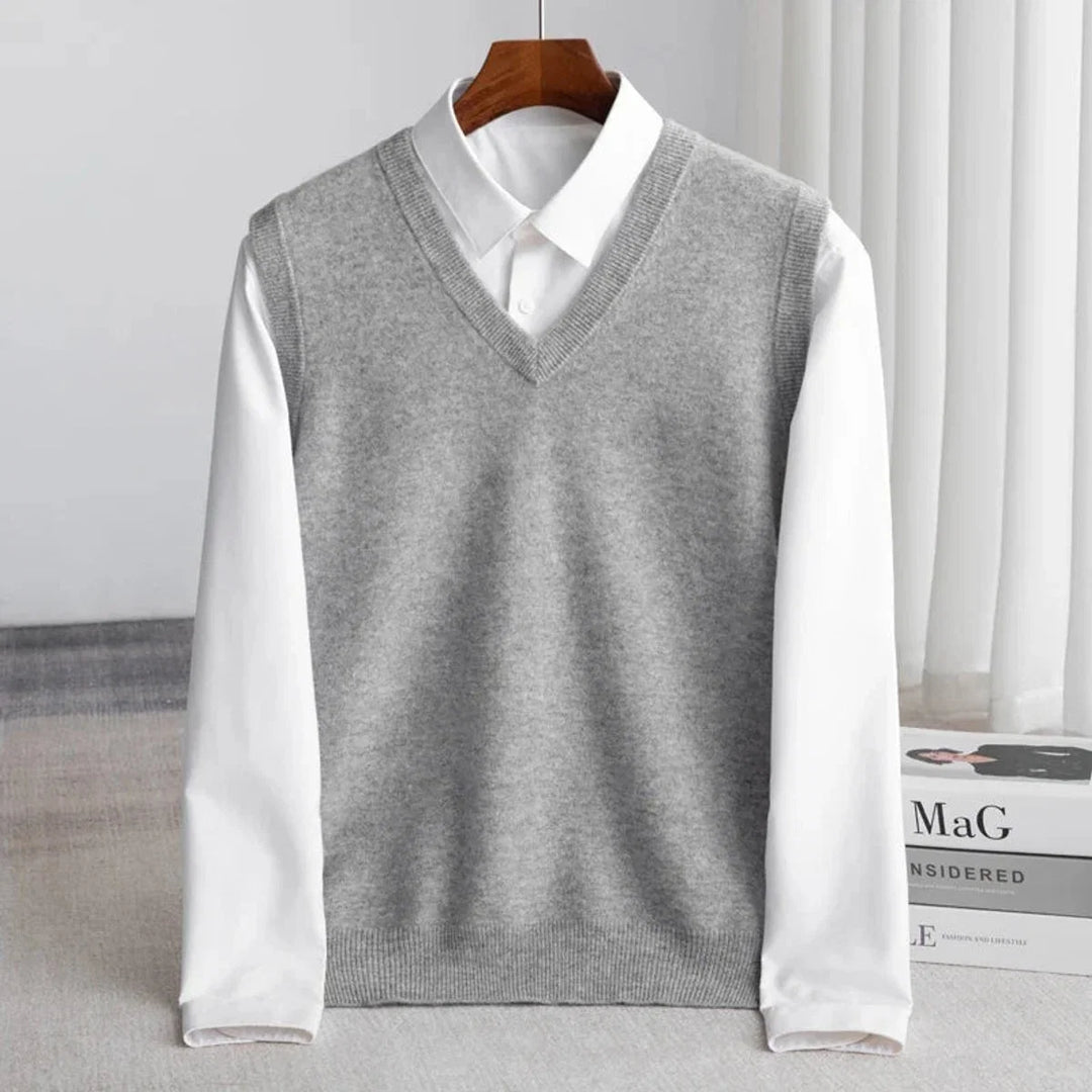 Herren-Strickweste ohne Ärmel – lässiger, weiter geschnittener Pullover