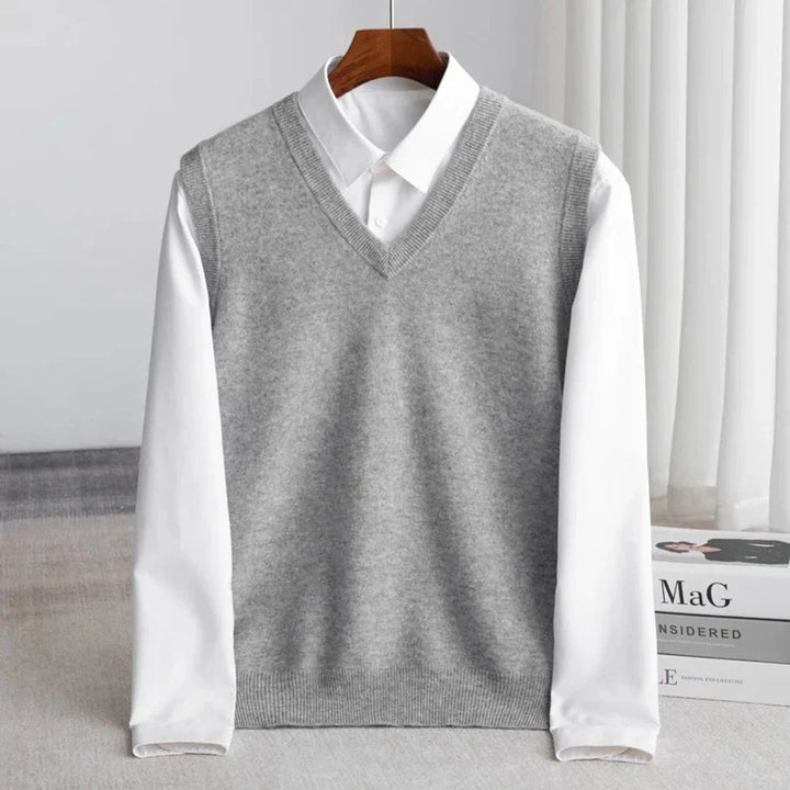 Herren-Strickweste ohne Ärmel – lässiger, weiter geschnittener Pullover