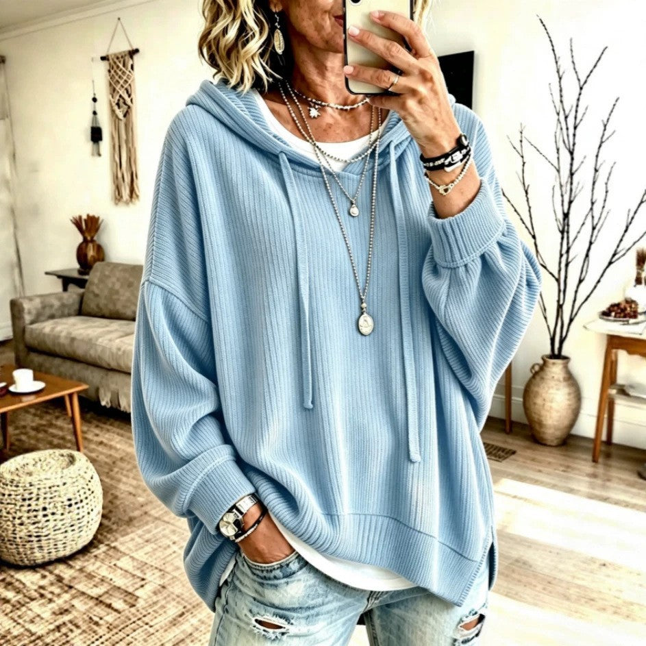 Sweat à Capuche Femme Coupe Oversize – Détail Cordon