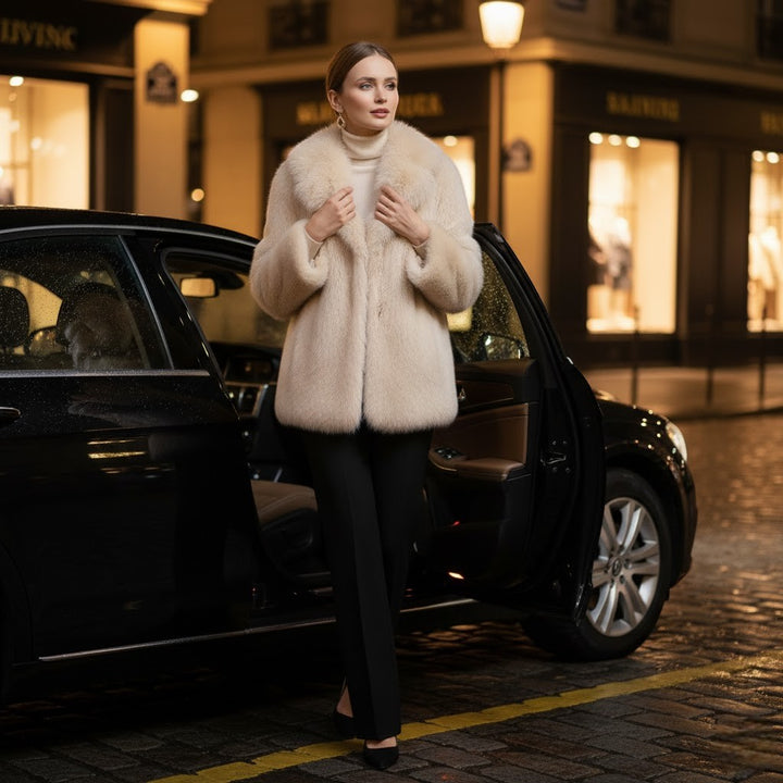 Riche | Cappotto invernale donna in chiffon, lana e pelliccia