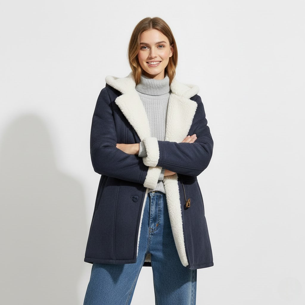 Riche | Damen Winterjacke mit Kapuze, Sherpa-Futter