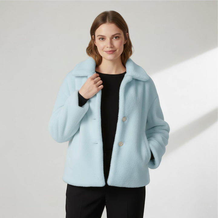 Riche | Cappotto invernale donna con rever in pelliccia morbida