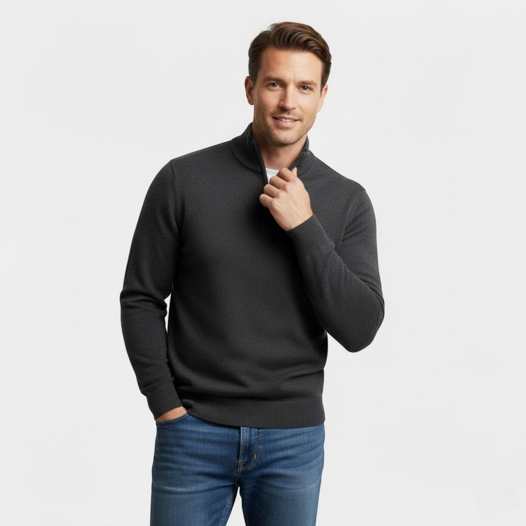 Herren Reißverschluss-Pullover aus Strick – minimalistischer Riviera Stil