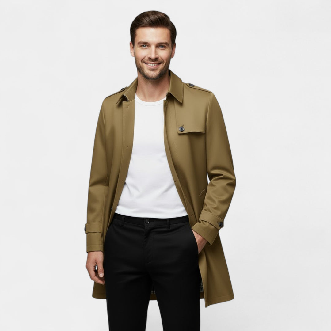 Riche | Herrenjacke mittellang – Trenchcoat mit Reverskragen im klassischen Schnitt