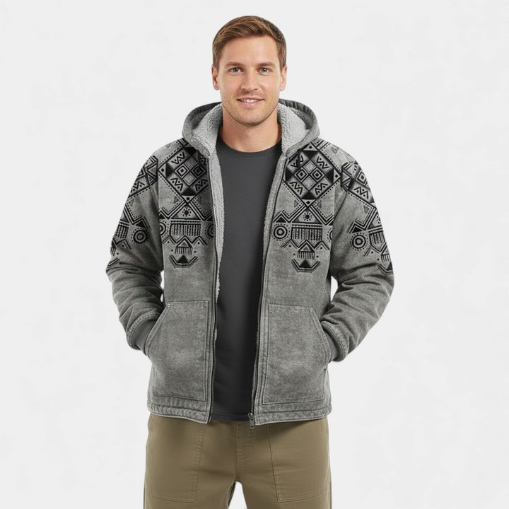 Riche | Cardigan uomo stampato retrò con fodera in pile