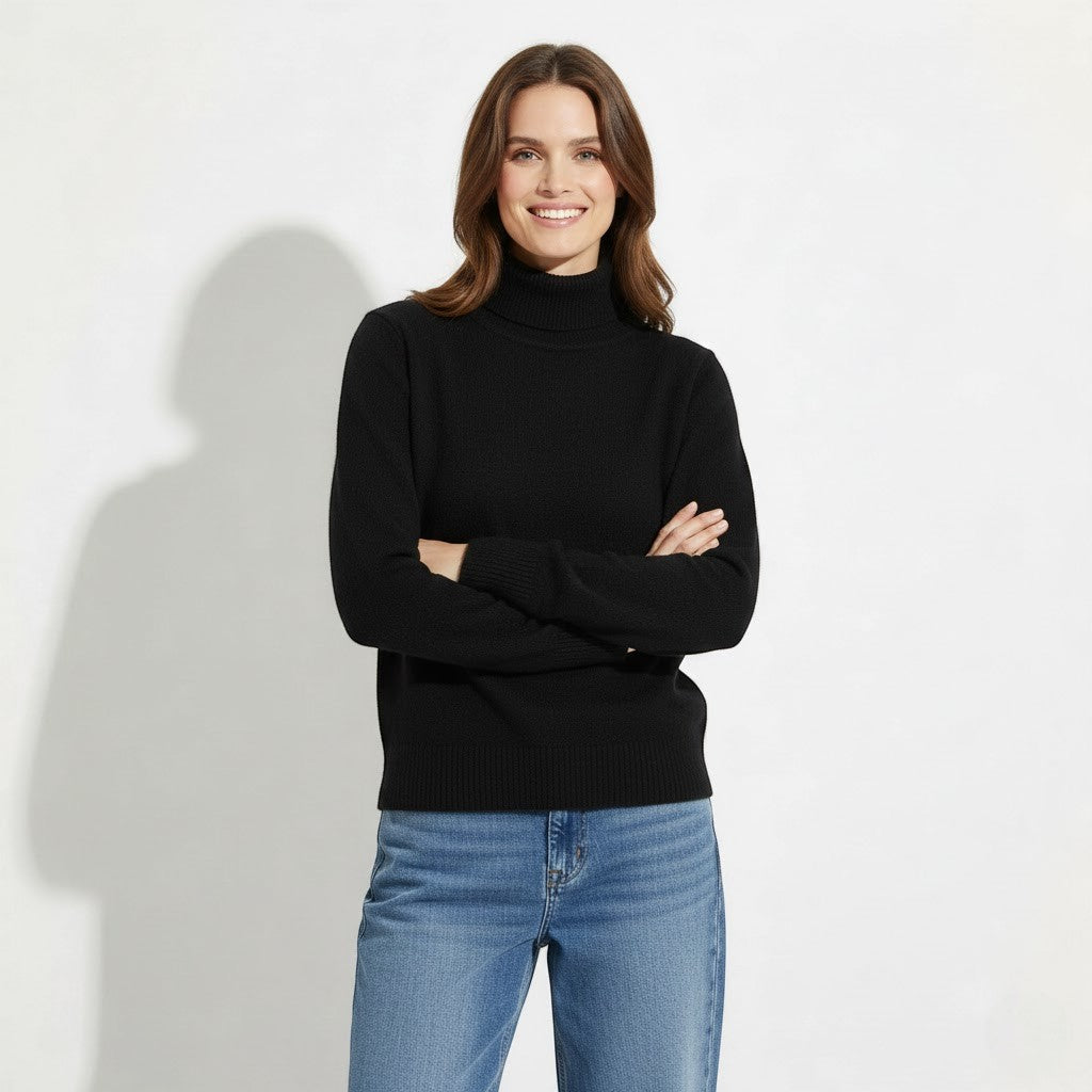 Riche | Damen Rollkragenpullover aus gestrickter Wolle