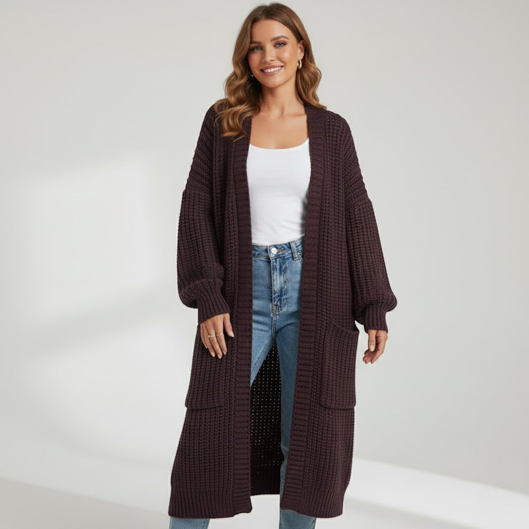Riche | Damen langer Mantel aus Strickware