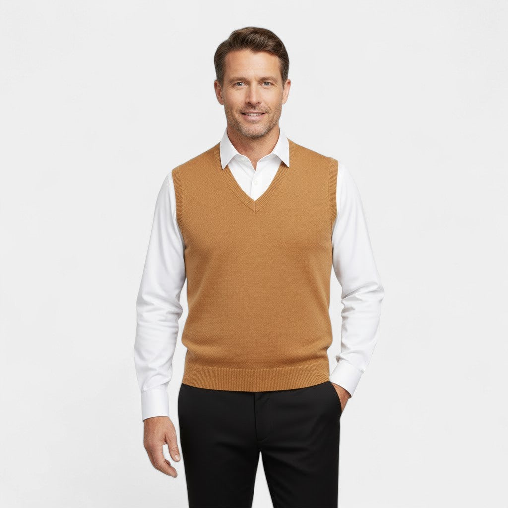 Ärmellose Baumwollweste Herren mit V-Ausschnitt – minimalistische Eleganz
