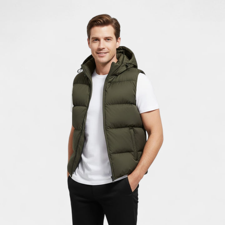 Gilet smanicato uomo cotone con cappuccio – Termico spesso casual