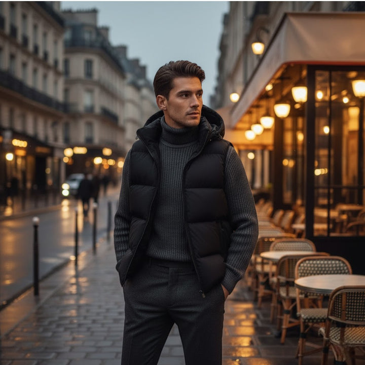 Gilet smanicato uomo cotone con cappuccio – Termico spesso casual