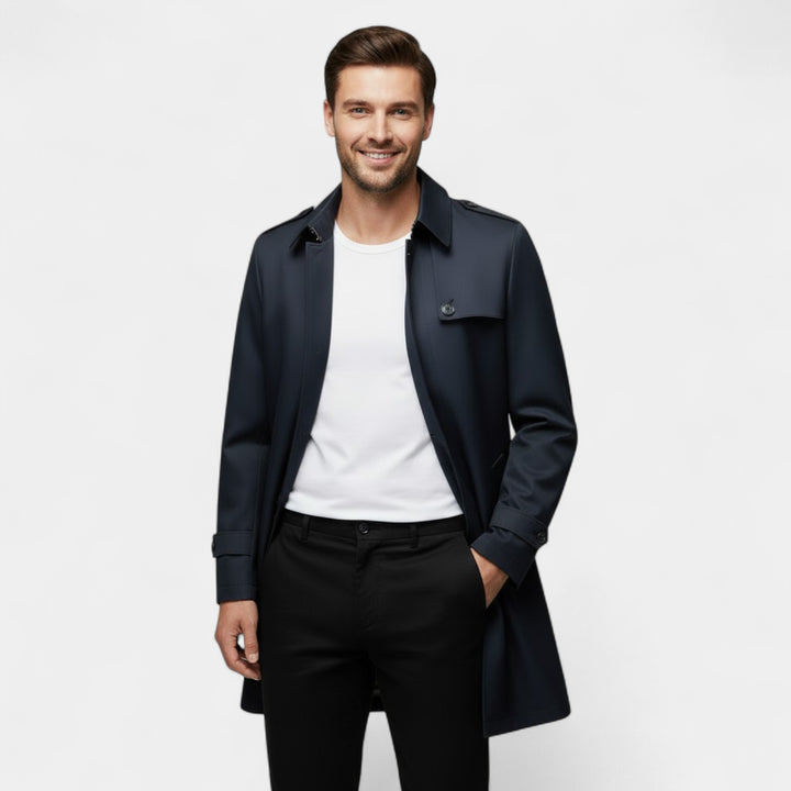Riche | Herrenjacke mittellang – Trenchcoat mit Reverskragen im klassischen Schnitt