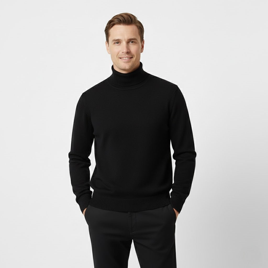 Herren-Rollkragenpullover mit Wollfutter – dicke Samtoptik