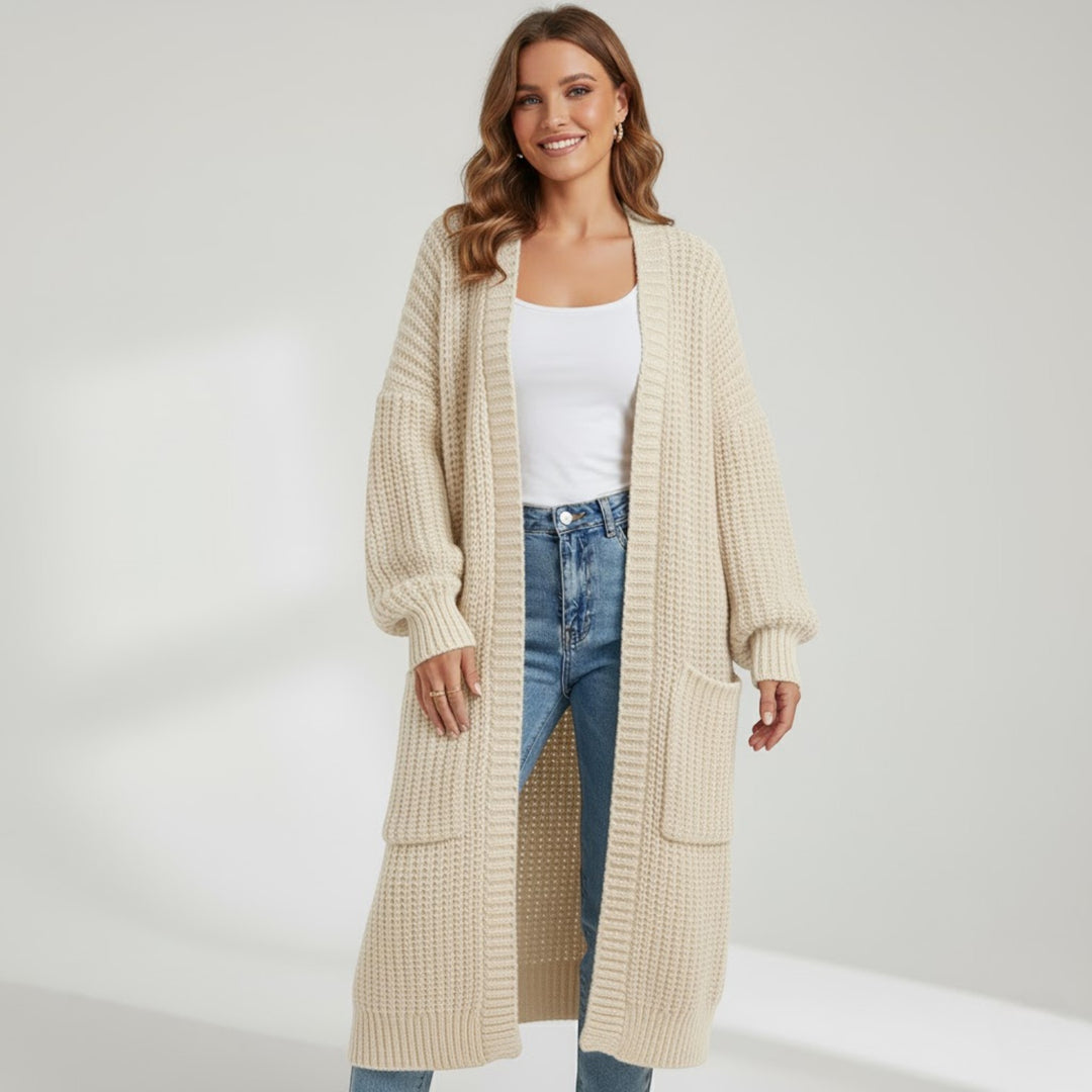 Riche | Damen langer Mantel aus Strickware