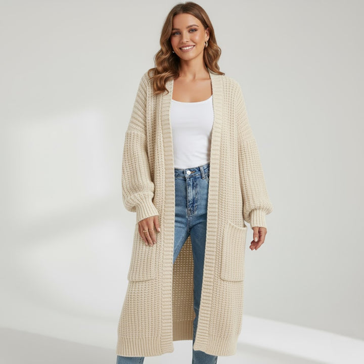 Riche | Damen langer Mantel aus Strickware