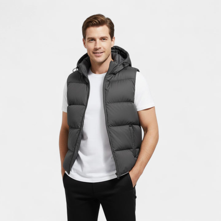 Gilet smanicato uomo cotone con cappuccio – Termico spesso casual