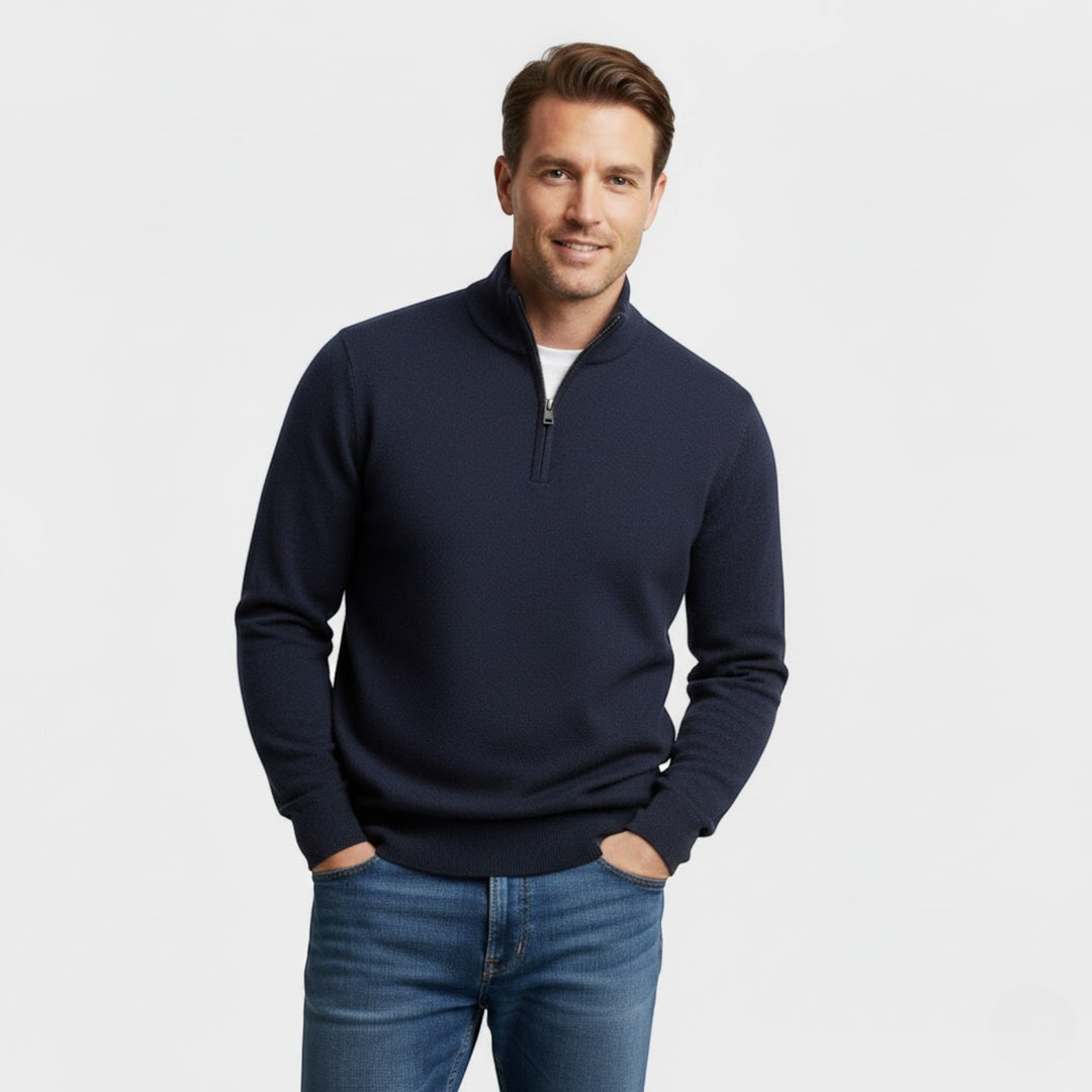 Herren Reißverschluss-Pullover aus Strick – minimalistischer Riviera Stil