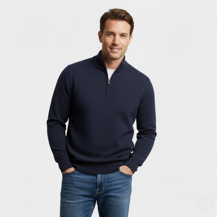 Herren Reißverschluss-Pullover aus Strick – minimalistischer Riviera Stil