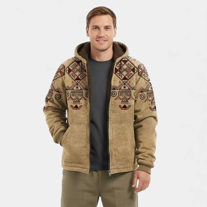 Riche | Cardigan uomo stampato retrò con fodera in pile