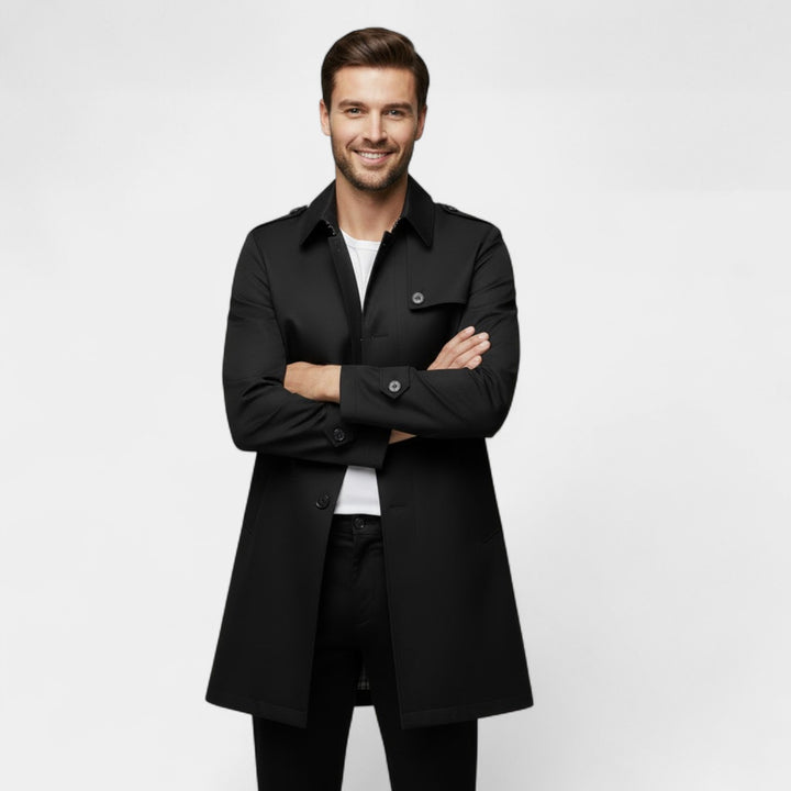 Riche | Herrenjacke mittellang – Trenchcoat mit Reverskragen im klassischen Schnitt