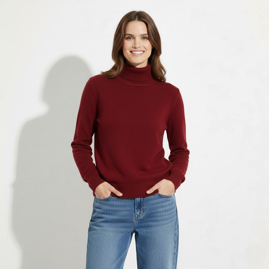 Riche | Damen Rollkragenpullover aus gestrickter Wolle