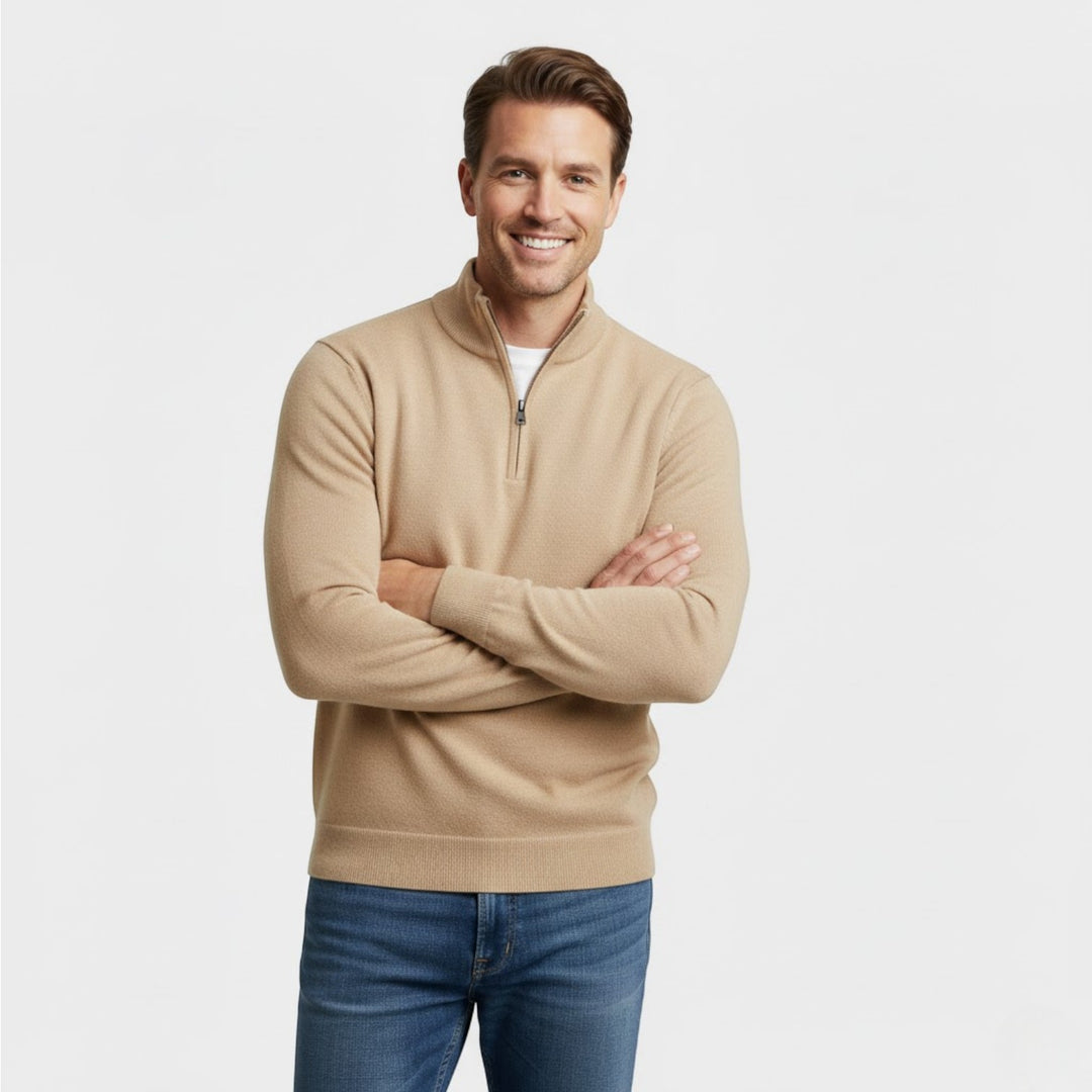 Herren Reißverschluss-Pullover aus Strick – minimalistischer Riviera Stil