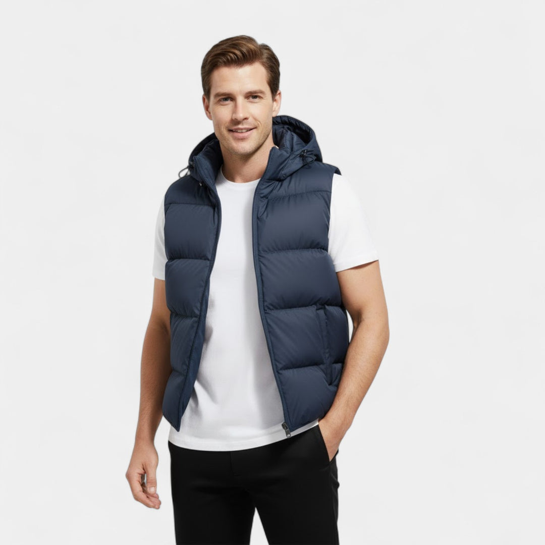Gilet smanicato uomo cotone con cappuccio – Termico spesso casual