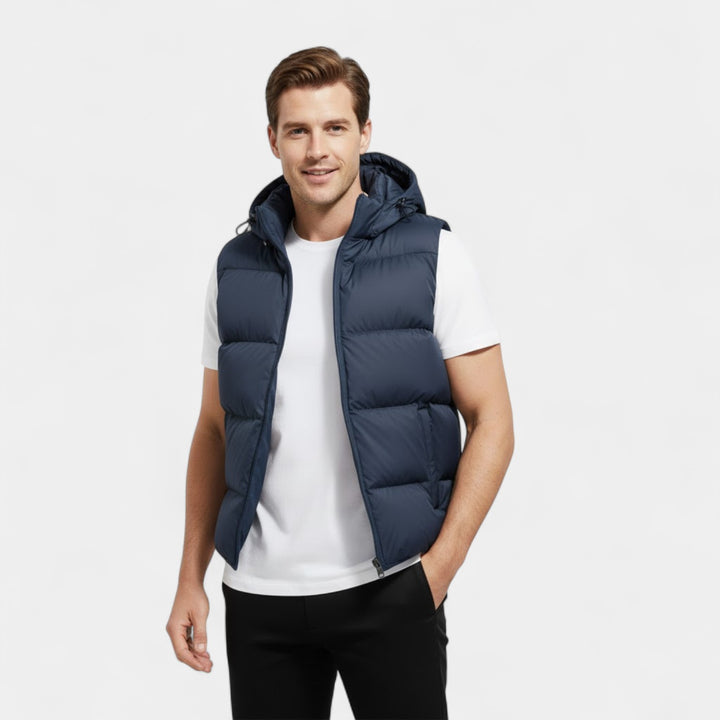 Gilet smanicato uomo cotone con cappuccio – Termico spesso casual