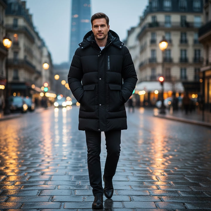 Cappotto lungo uomo in cotone con fodera in pile