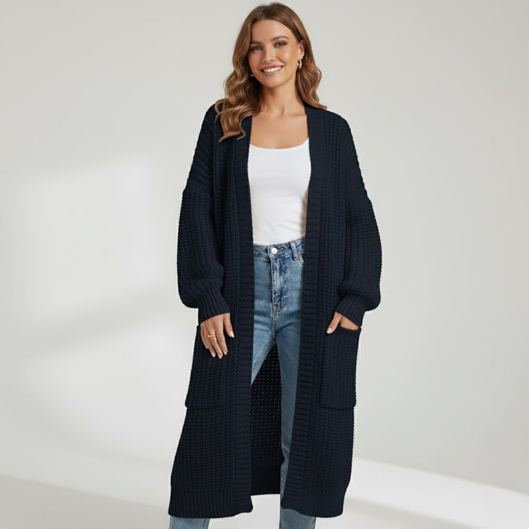 Riche | Damen langer Mantel aus Strickware