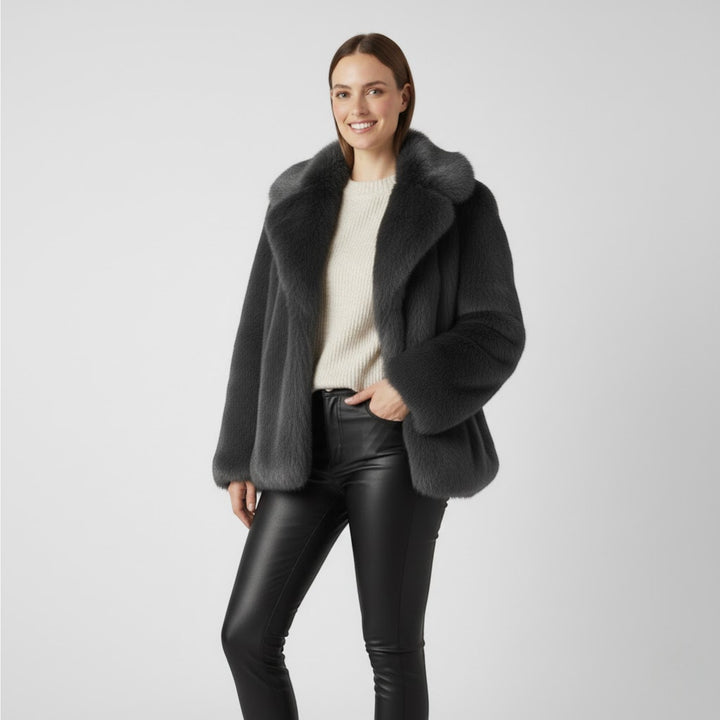 Riche | Cappotto invernale donna in chiffon, lana e pelliccia