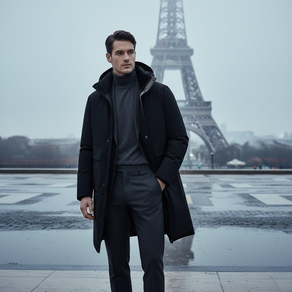Claire Mode | Giacca Uomo con Cappuccio – Cappotto Lungo Imbottito in Cotone